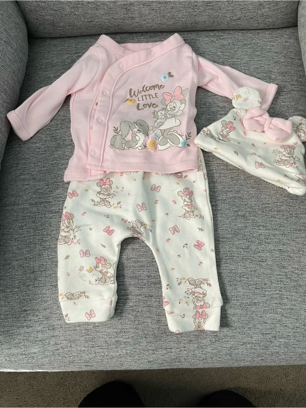 Disney Pink & White Baby Girls 3-Piece Matching Set Minnie Mouse